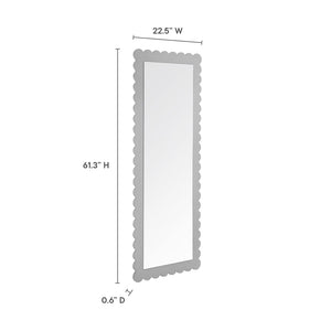 Modway Furniture Emmeline Scalloped Rectangle Floor Mirror - Playful Full-Length Design for Stylish Home Decor Light Gray EEI-7117-LGR