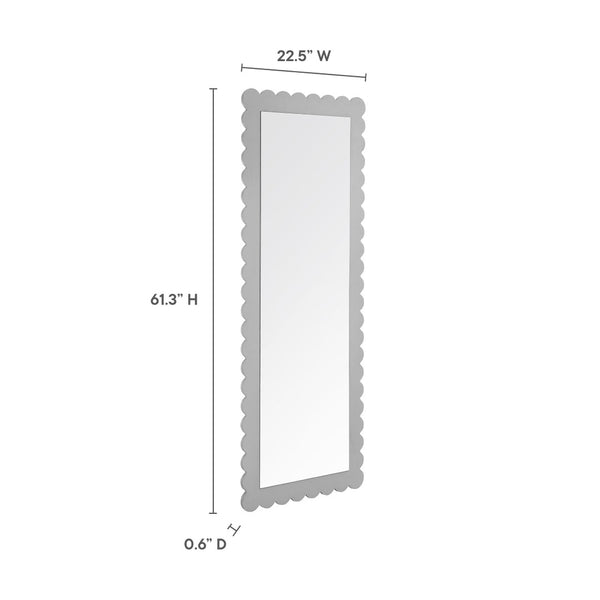 Modway Furniture Emmeline Scalloped Rectangle Floor Mirror - Playful Full-Length Design for Stylish Home Decor Light Gray EEI-7117-LGR