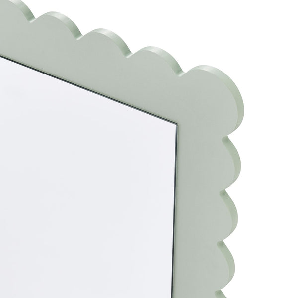 Modway Furniture Emmeline Scalloped Rectangle Floor Mirror - Playful Full-Length Design for Stylish Home Decor Sage EEI-7117-SGE
