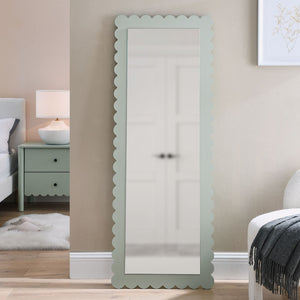 Modway Furniture Emmeline Scalloped Rectangle Floor Mirror - Playful Full-Length Design for Stylish Home Decor Sage EEI-7117-SGE