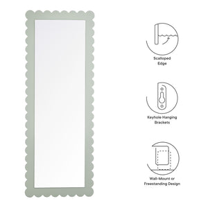 Modway Furniture Emmeline Scalloped Rectangle Floor Mirror - Playful Full-Length Design for Stylish Home Decor Sage EEI-7117-SGE