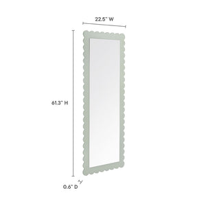 Modway Furniture Emmeline Scalloped Rectangle Floor Mirror - Playful Full-Length Design for Stylish Home Decor Sage EEI-7117-SGE