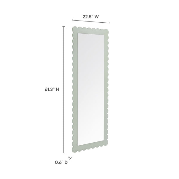 Modway Furniture Emmeline Scalloped Rectangle Floor Mirror - Playful Full-Length Design for Stylish Home Decor Sage EEI-7117-SGE