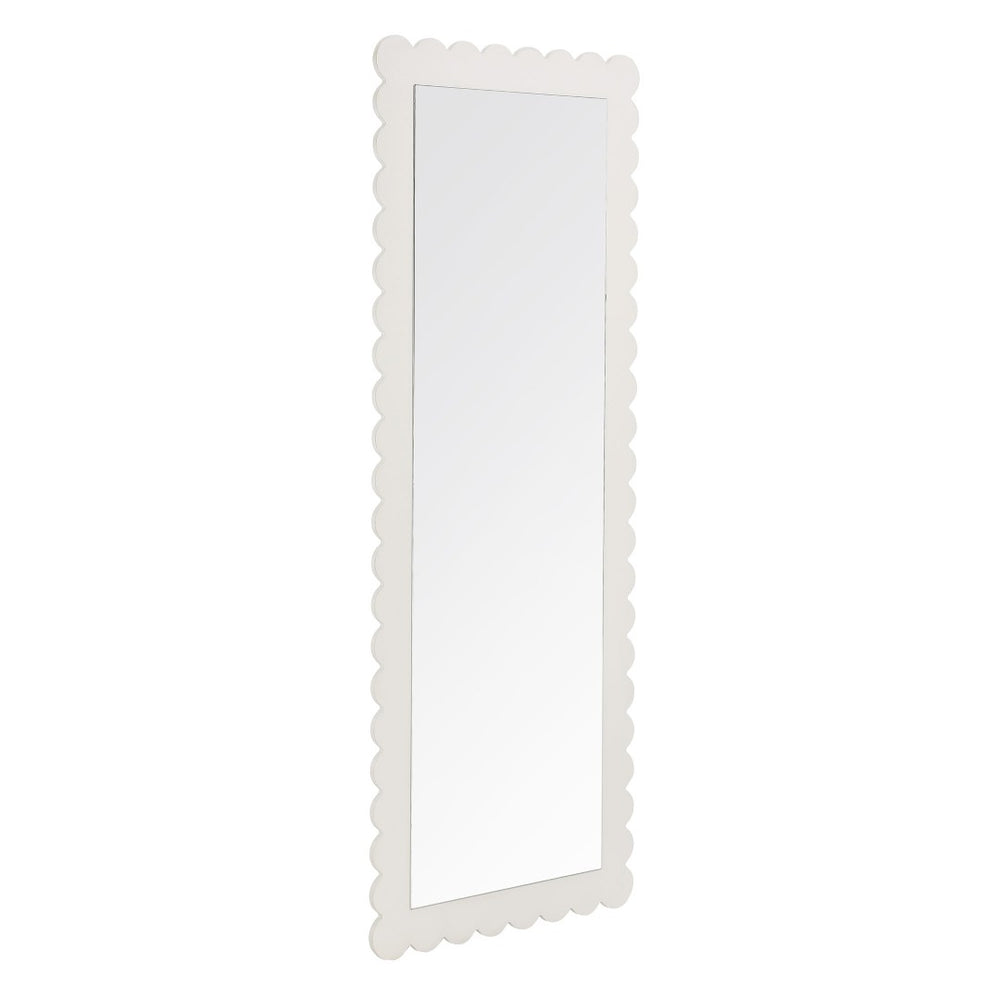 Modway Furniture Emmeline Scalloped Rectangle Floor Mirror - Playful Full-Length Design for Stylish Home Decor White EEI-7117-WHI