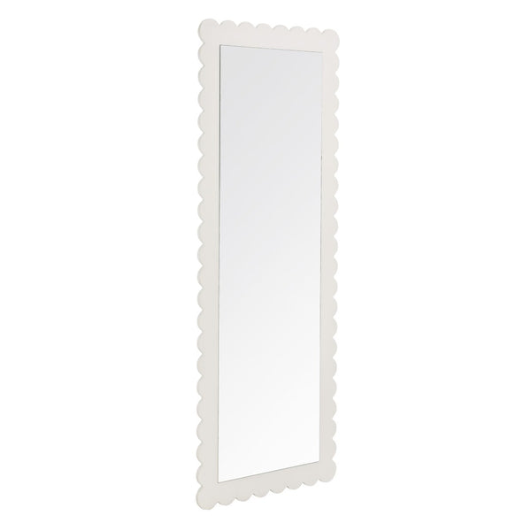 Modway Furniture Emmeline Scalloped Rectangle Floor Mirror - Playful Full-Length Design for Stylish Home Decor White EEI-7117-WHI