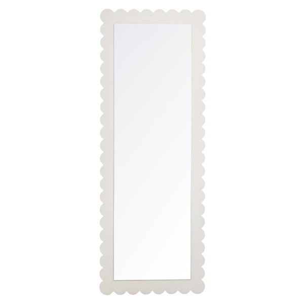 Modway Furniture Emmeline Scalloped Rectangle Floor Mirror - Playful Full-Length Design for Stylish Home Decor White EEI-7117-WHI