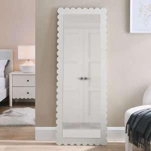 Modway Furniture Emmeline Scalloped Rectangle Floor Mirror - Playful Full-Length Design for Stylish Home Decor White EEI-7117-WHI