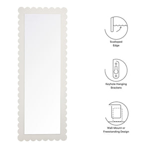 Modway Furniture Emmeline Scalloped Rectangle Floor Mirror - Playful Full-Length Design for Stylish Home Decor White EEI-7117-WHI