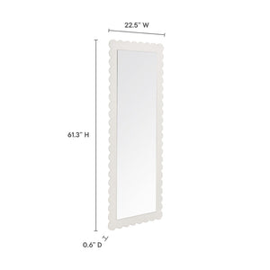 Modway Furniture Emmeline Scalloped Rectangle Floor Mirror - Playful Full-Length Design for Stylish Home Decor White EEI-7117-WHI