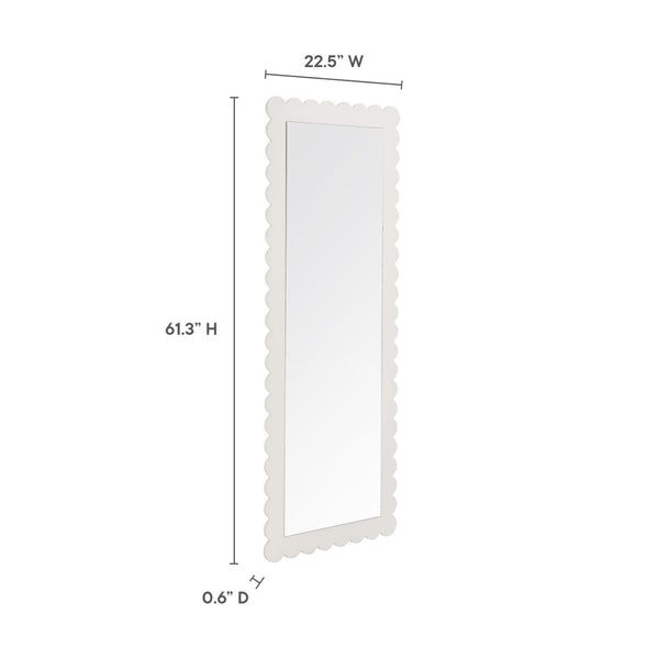 Modway Furniture Emmeline Scalloped Rectangle Floor Mirror - Playful Full-Length Design for Stylish Home Decor White EEI-7117-WHI