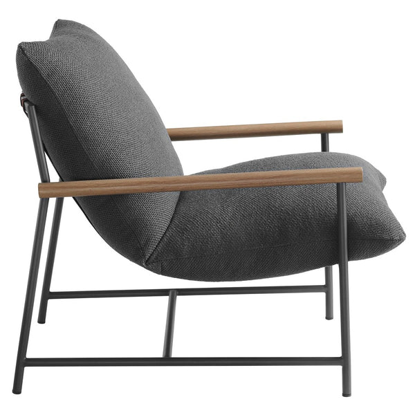 Modway Furniture Raya Outdoor Patio Sling Lounge Chair – Modern Comfort with Durable Frame for Decks and Pools Charcoal EEI-7118-CHA