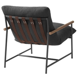 Modway Furniture Raya Outdoor Patio Sling Lounge Chair – Modern Comfort with Durable Frame for Decks and Pools Charcoal EEI-7118-CHA