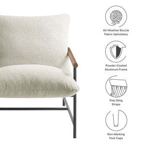 Modway Furniture Raya Outdoor Patio Sling Lounge Chair – Modern Comfort with Durable Frame for Decks and Pools Ivory EEI-7118-IVO