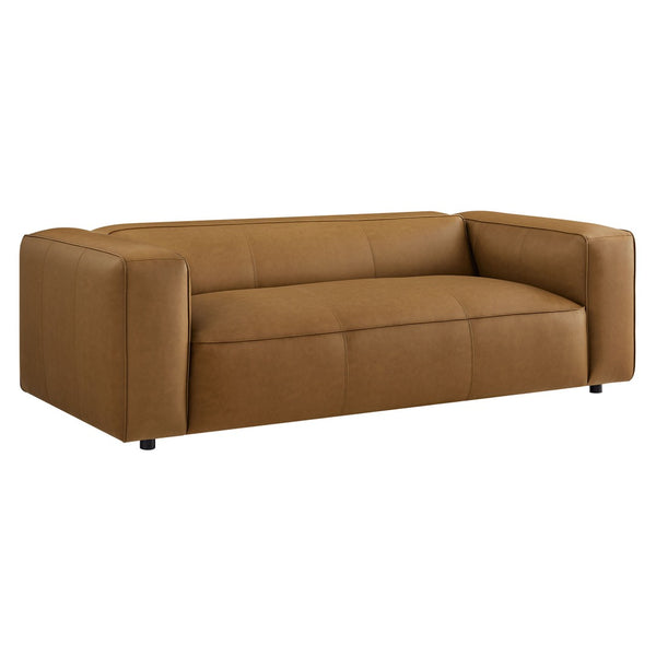 Modway Furniture Auren Upholstered Vegan Leather Sofa - Modern Comfort with Deep Seating and Durable Design for Living Rooms Camel EEI-7119-CAM