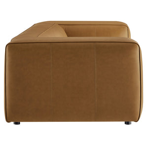 Modway Furniture Auren Upholstered Vegan Leather Sofa - Modern Comfort with Deep Seating and Durable Design for Living Rooms Camel EEI-7119-CAM