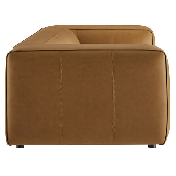 Modway Furniture Auren Upholstered Vegan Leather Sofa - Modern Comfort with Deep Seating and Durable Design for Living Rooms Camel EEI-7119-CAM