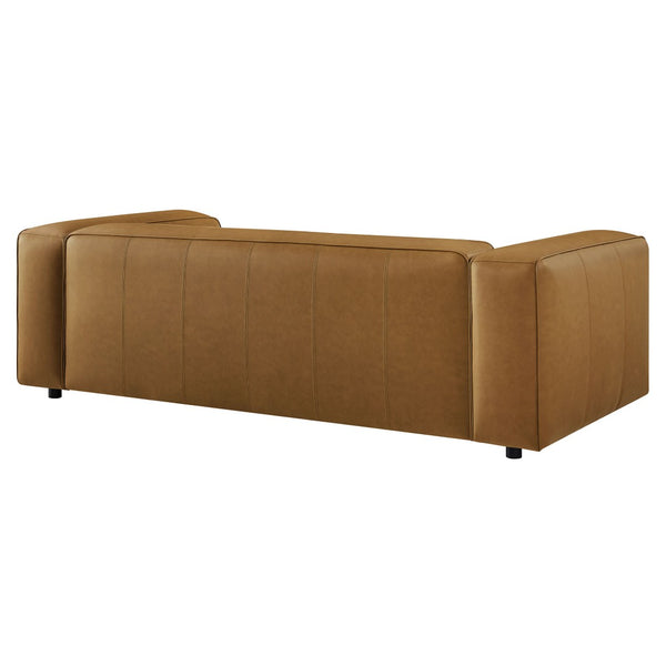 Modway Furniture Auren Upholstered Vegan Leather Sofa - Modern Comfort with Deep Seating and Durable Design for Living Rooms Camel EEI-7119-CAM