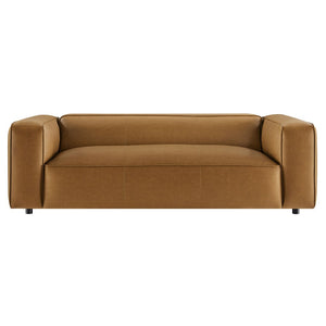 Modway Furniture Auren Upholstered Vegan Leather Sofa - Modern Comfort with Deep Seating and Durable Design for Living Rooms Camel EEI-7119-CAM