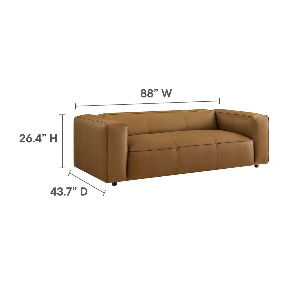 Modway Furniture Auren Upholstered Vegan Leather Sofa - Modern Comfort with Deep Seating and Durable Design for Living Rooms Camel EEI-7119-CAM