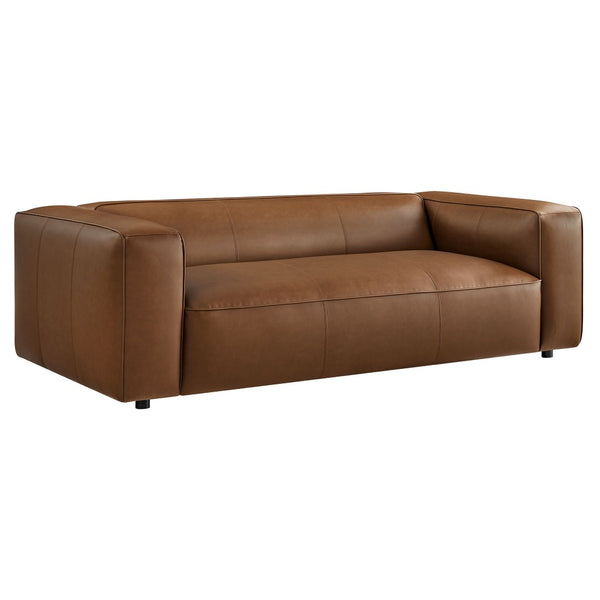 Modway Furniture Auren Upholstered Vegan Leather Sofa - Modern Comfort with Deep Seating and Durable Design for Living Rooms Coffee EEI-7119-COF