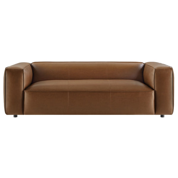 Modway Furniture Auren Upholstered Vegan Leather Sofa - Modern Comfort with Deep Seating and Durable Design for Living Rooms Coffee EEI-7119-COF