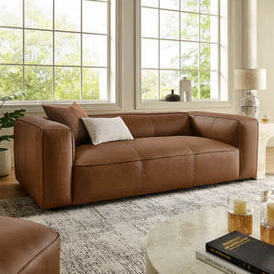 Modway Furniture Auren Upholstered Vegan Leather Sofa - Modern Comfort with Deep Seating and Durable Design for Living Rooms Coffee EEI-7119-COF