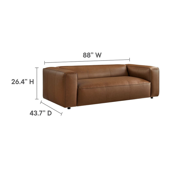 Modway Furniture Auren Upholstered Vegan Leather Sofa - Modern Comfort with Deep Seating and Durable Design for Living Rooms Coffee EEI-7119-COF