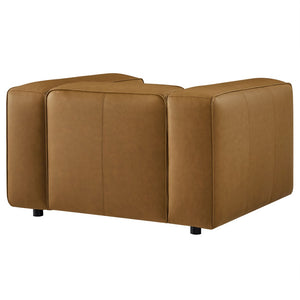 Modway Furniture Auren Upholstered Vegan Leather Modular Armchair - Plush Comfort Meets Modern Versatility in Design Camel EEI-7120-CAM