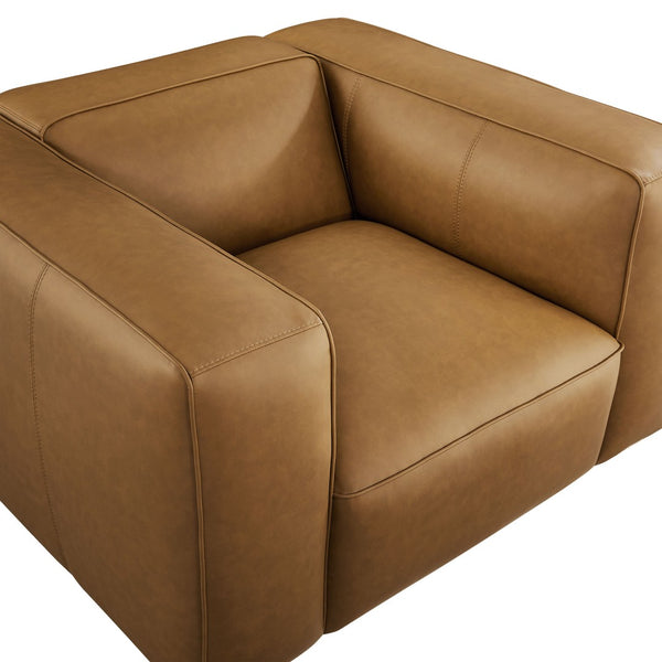 Modway Furniture Auren Upholstered Vegan Leather Modular Armchair - Plush Comfort Meets Modern Versatility in Design Camel EEI-7120-CAM