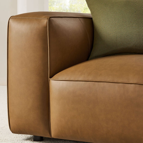 Modway Furniture Auren Upholstered Vegan Leather Modular Armchair - Plush Comfort Meets Modern Versatility in Design Camel EEI-7120-CAM