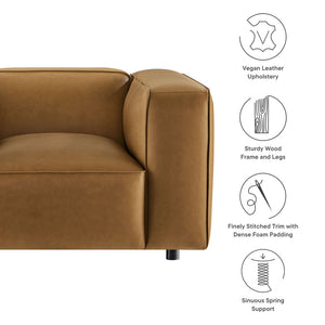 Modway Furniture Auren Upholstered Vegan Leather Modular Armchair - Plush Comfort Meets Modern Versatility in Design Camel EEI-7120-CAM
