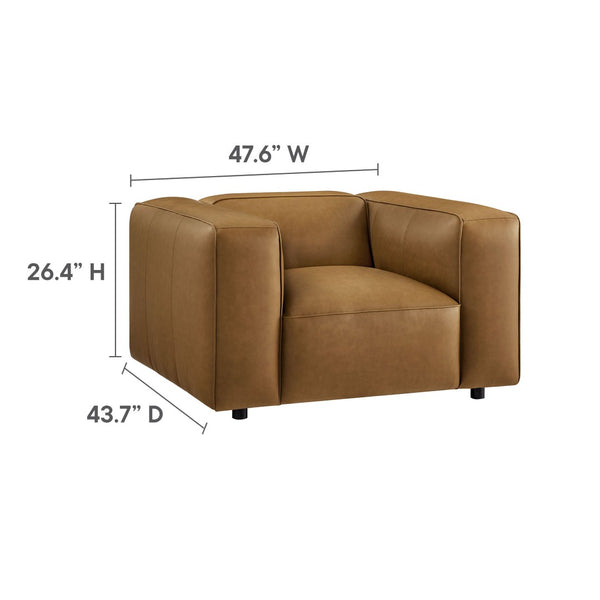 Modway Furniture Auren Upholstered Vegan Leather Modular Armchair - Plush Comfort Meets Modern Versatility in Design Camel EEI-7120-CAM