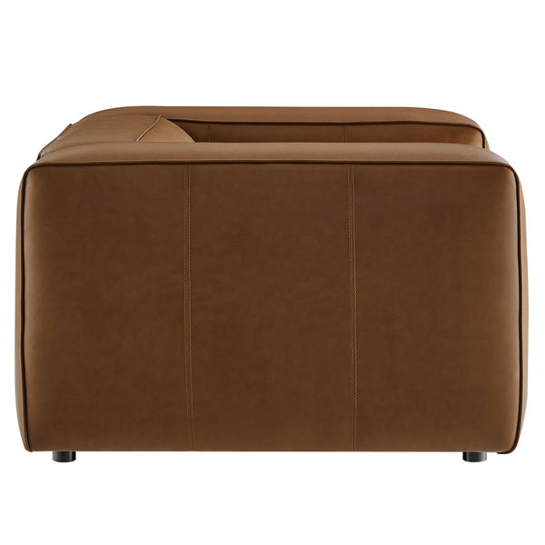 Modway Furniture Auren Upholstered Vegan Leather Modular Armchair - Plush Comfort Meets Modern Versatility in Design Coffee EEI-7120-COF