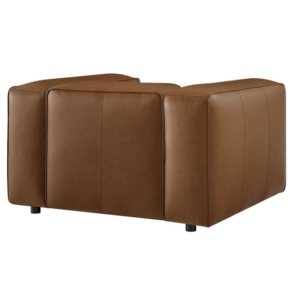 Modway Furniture Auren Upholstered Vegan Leather Modular Armchair - Plush Comfort Meets Modern Versatility in Design Coffee EEI-7120-COF