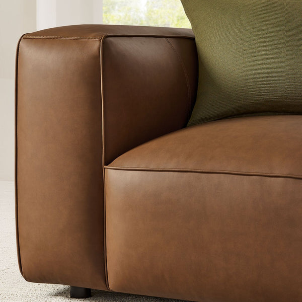 Modway Furniture Auren Upholstered Vegan Leather Modular Armchair - Plush Comfort Meets Modern Versatility in Design Coffee EEI-7120-COF
