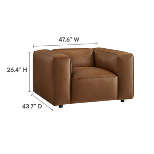 Modway Furniture Auren Upholstered Vegan Leather Modular Armchair - Plush Comfort Meets Modern Versatility in Design Coffee EEI-7120-COF