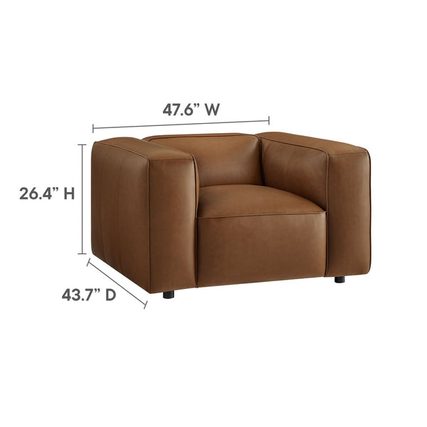 Modway Furniture Auren Upholstered Vegan Leather Modular Armchair - Plush Comfort Meets Modern Versatility in Design Coffee EEI-7120-COF