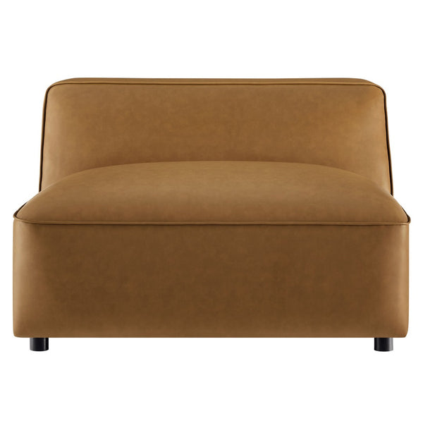 Modway Furniture Auren Upholstered Vegan Leather Modular Armless Chair - Contemporary Comfort for Stylish Spaces Camel EEI-7121-CAM