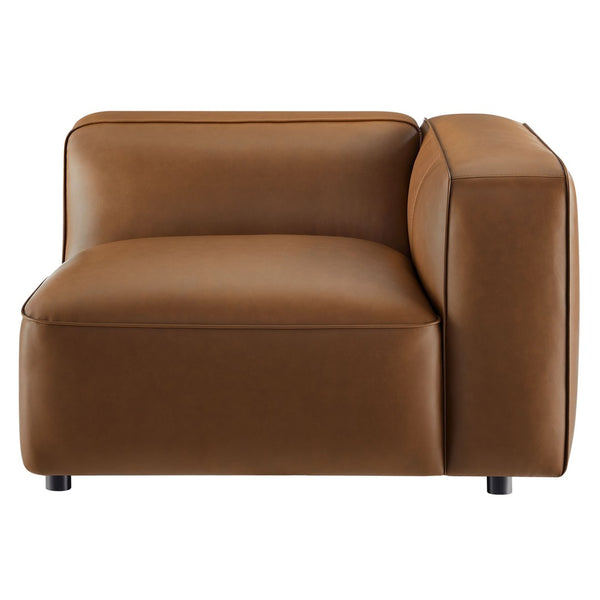 Modway Furniture Auren Upholstered Vegan Leather Modular Right Armchair - Modern Comfort for Stylish Living Spaces Coffee EEI-7122-COF