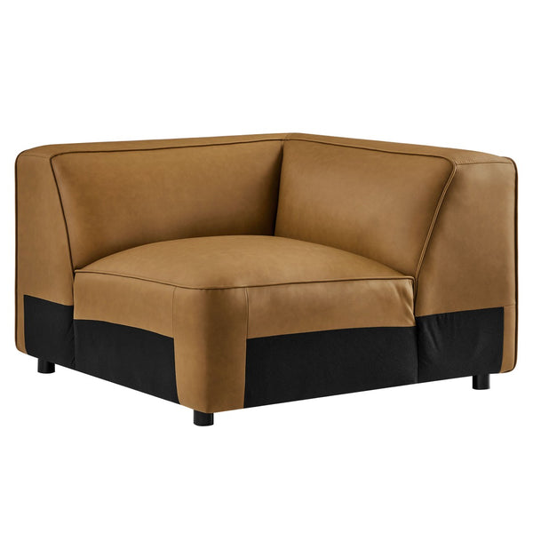 Modway Furniture Auren Upholstered Vegan Leather Modular Corner Chair – Modern Comfort for Stylish Living Spaces Camel EEI-7123-CAM