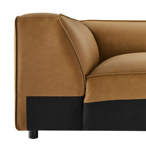 Modway Furniture Auren Upholstered Vegan Leather Modular Corner Chair – Modern Comfort for Stylish Living Spaces Camel EEI-7123-CAM