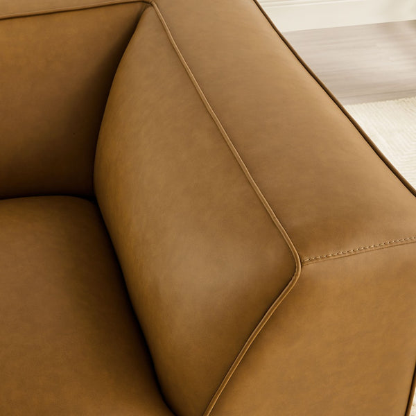 Modway Furniture Auren Upholstered Vegan Leather Modular Corner Chair – Modern Comfort for Stylish Living Spaces Camel EEI-7123-CAM