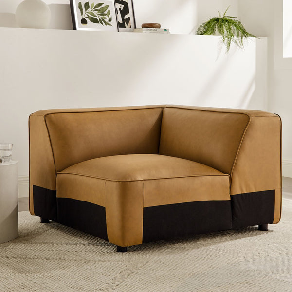 Modway Furniture Auren Upholstered Vegan Leather Modular Corner Chair – Modern Comfort for Stylish Living Spaces Camel EEI-7123-CAM