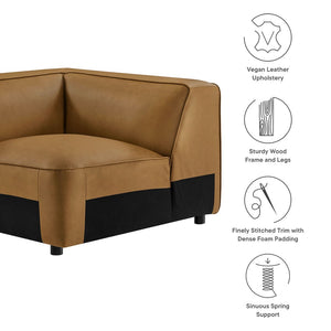 Modway Furniture Auren Upholstered Vegan Leather Modular Corner Chair – Modern Comfort for Stylish Living Spaces Camel EEI-7123-CAM
