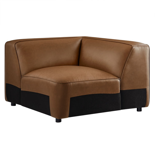 Modway Furniture Auren Upholstered Vegan Leather Modular Corner Chair – Modern Comfort for Stylish Living Spaces Coffee EEI-7123-COF