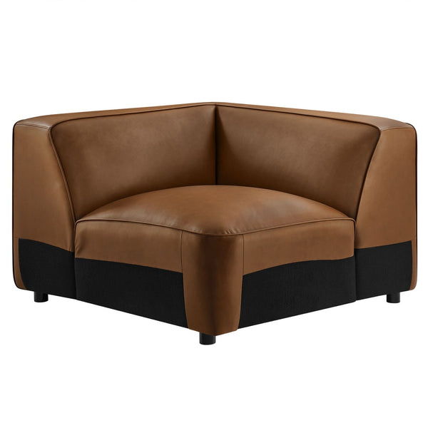 Modway Furniture Auren Upholstered Vegan Leather Modular Corner Chair – Modern Comfort for Stylish Living Spaces Coffee EEI-7123-COF