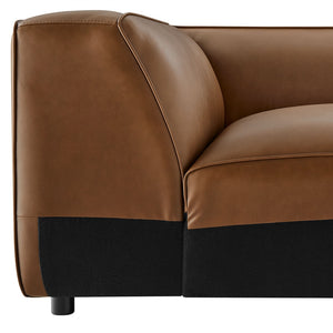 Modway Furniture Auren Upholstered Vegan Leather Modular Corner Chair – Modern Comfort for Stylish Living Spaces Coffee EEI-7123-COF