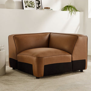 Modway Furniture Auren Upholstered Vegan Leather Modular Corner Chair – Modern Comfort for Stylish Living Spaces Coffee EEI-7123-COF