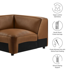 Modway Furniture Auren Upholstered Vegan Leather Modular Corner Chair – Modern Comfort for Stylish Living Spaces Coffee EEI-7123-COF