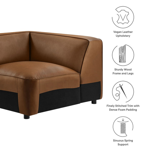 Modway Furniture Auren Upholstered Vegan Leather Modular Corner Chair – Modern Comfort for Stylish Living Spaces Coffee EEI-7123-COF